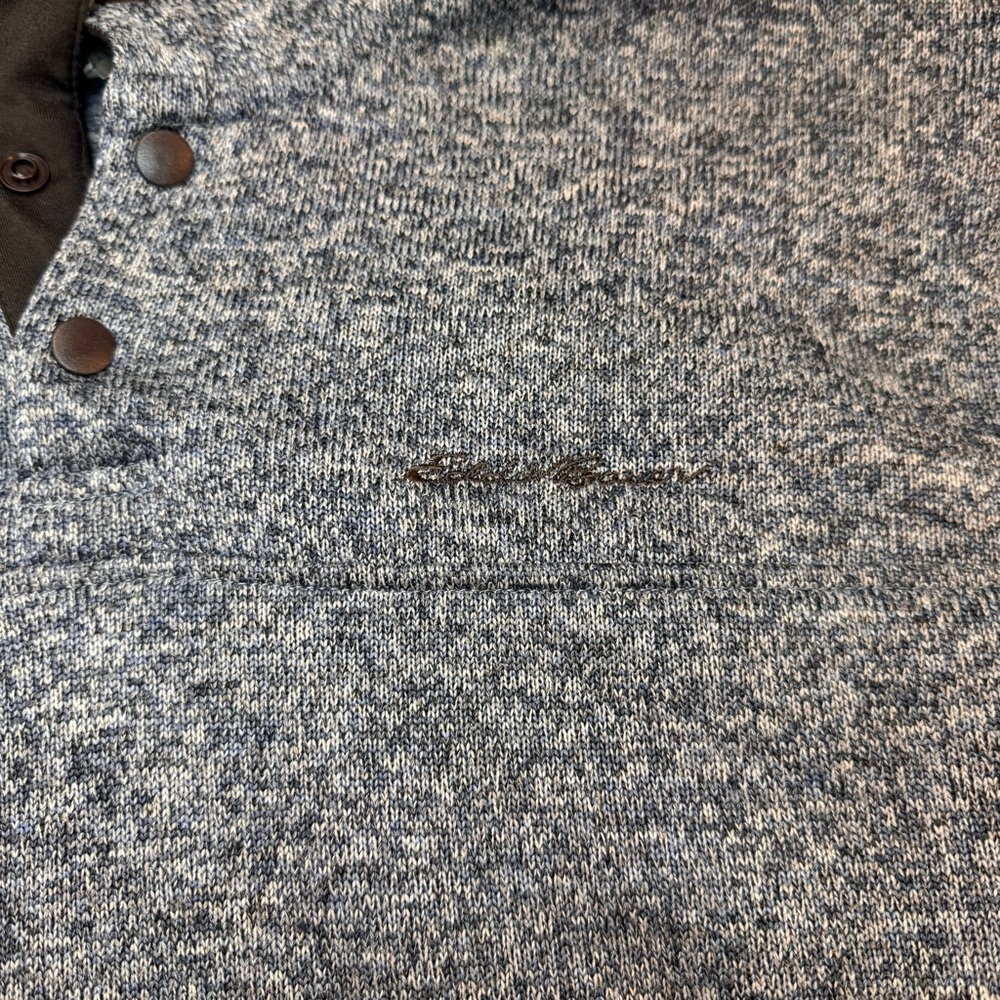 Eddie Bauer Better Sweater Mens XL Blue 1/4 Button Up Pullover - Picture 2 of 9
